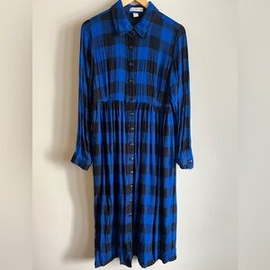 Coldwater Creek Buffalo Check Blue and Black Dress size 8